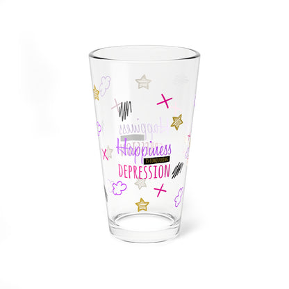 Happiness Is Conquering Depression - Depression Awareness - Pint Glass