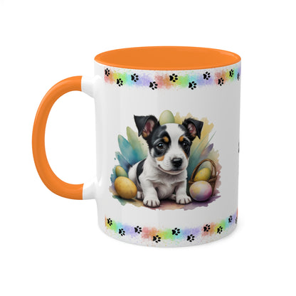 Jack Russel Terrier - Eggstra-Adorable Easter Puppy Two-Tone Coffee Mug, 11oz