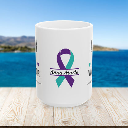 I am of a Warrior - Personalized Suicide Prevention Awareness Gift, Empowerment and Resilience Ceramic Mug, Support for Survivors