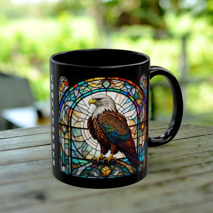 Eagle Personalized Mug, Stained Glass Zoo Animal Design, Unique Ceramic Gift for Wildlife Lovers, Coffee, Tea, & Hot Chocolate Cup