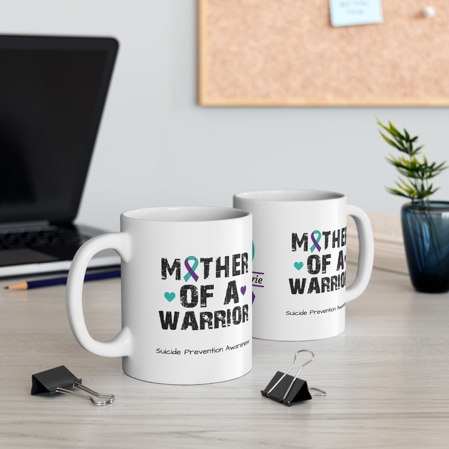 Mother of a Warrior - Personalized Suicide Prevention Awareness Gift, Empowerment and Resilience Ceramic Mug, Support for Survivors