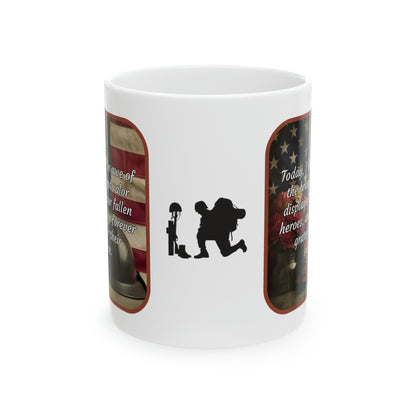 Today, I stand in awe of the bravery and valor displayed by our fallen heroes, and I am forever grateful for their sacrifice - Memorial Day Ceramic Mug