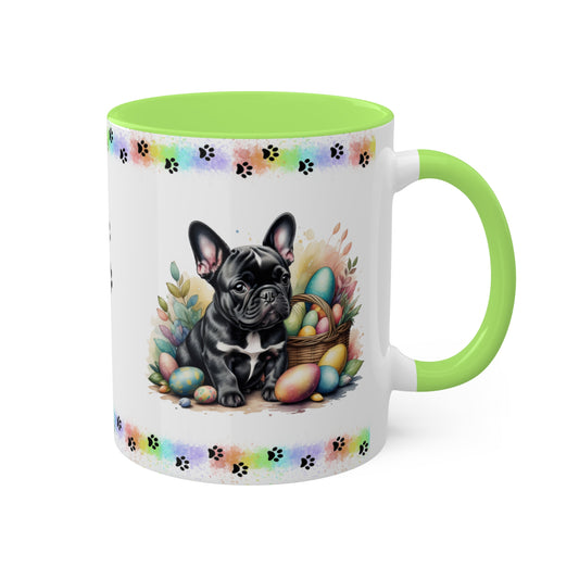 French Bulldog - Eggstra-Adorable Easter Puppy Two-Tone Coffee Mug, 11oz