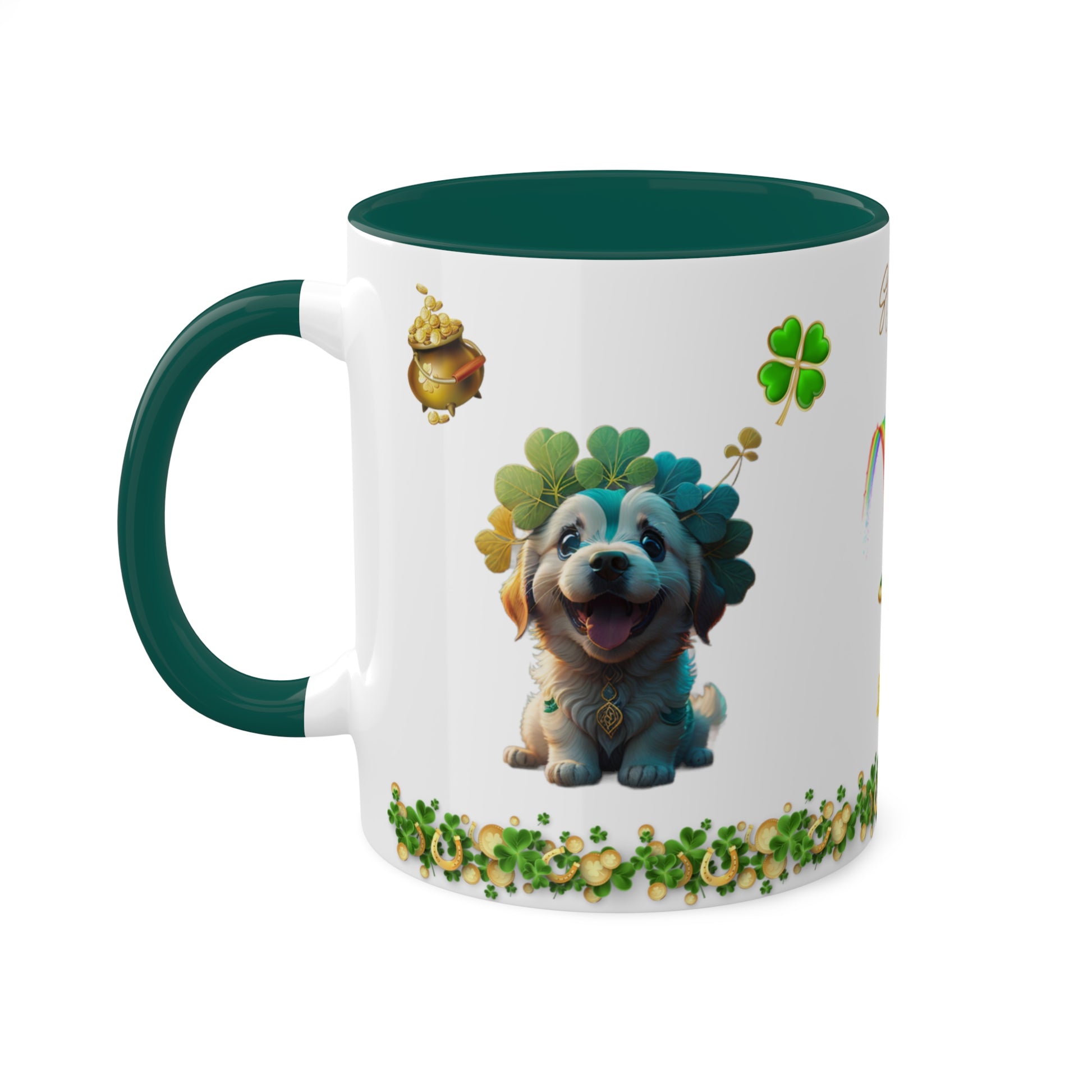 Pawsitive Paddy's Puzzle Parade - St. Patrick's Day Two-Tone Coffee Mug