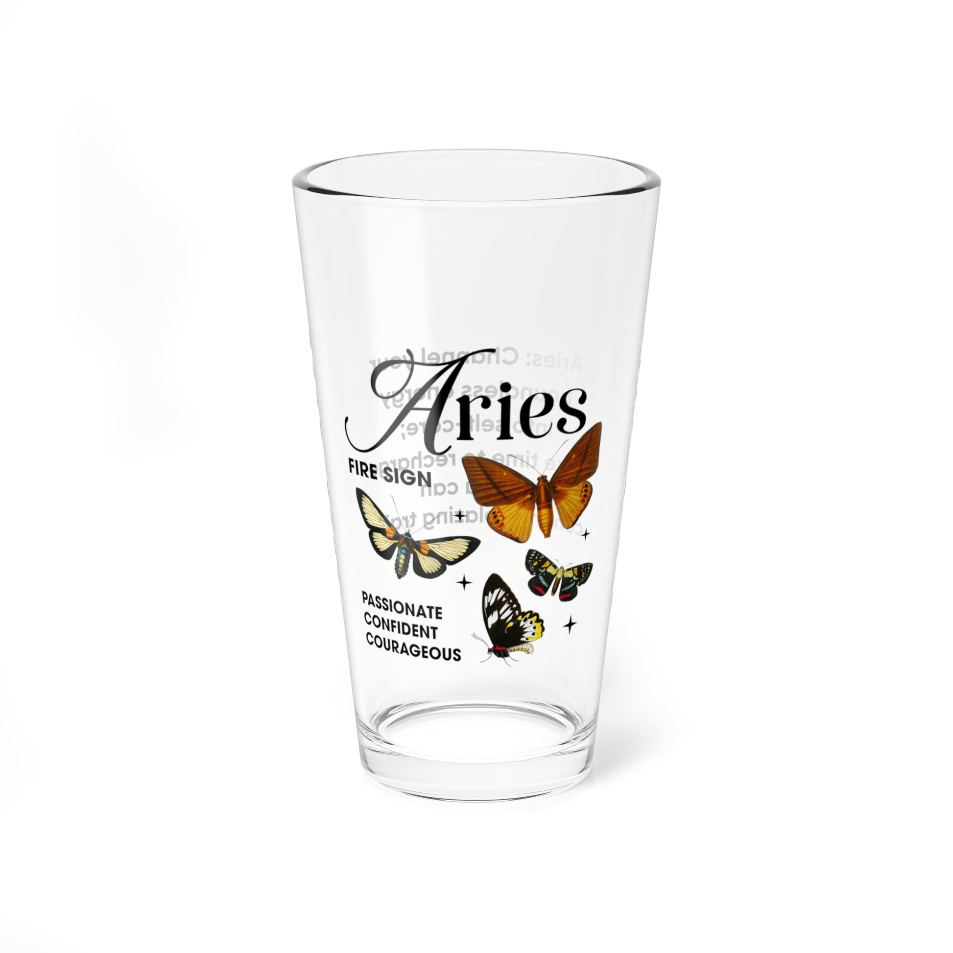 Aries Zodiac Pint Glass 16oz, Astrology Drinkware, Horoscope Gift, Zodiac Glass, Birthday Gift, Cosmic Glassware, Astrology Themed Drinkware