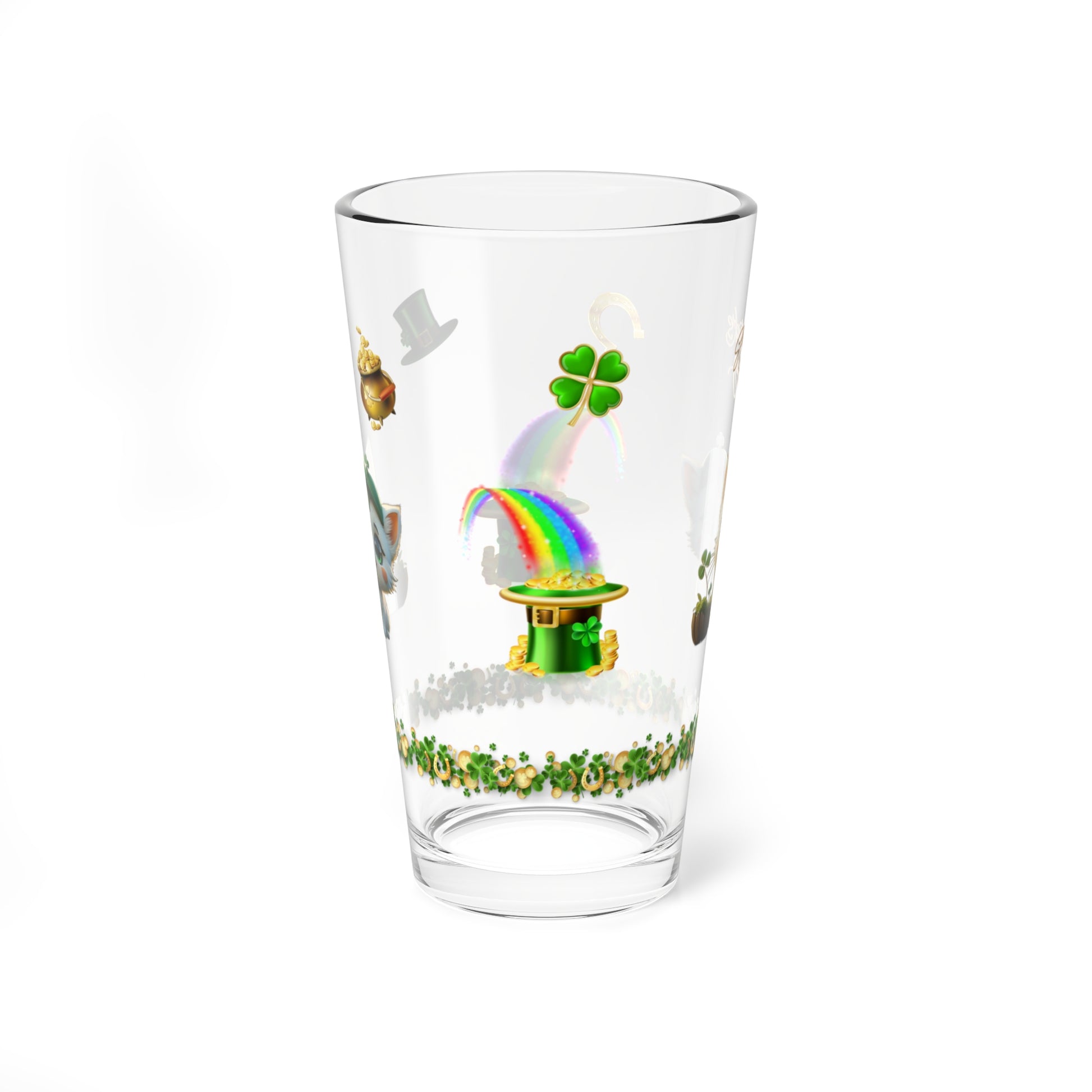 Clover Comfort Cat - St. Patrick's Day Pint Glass, 16oz