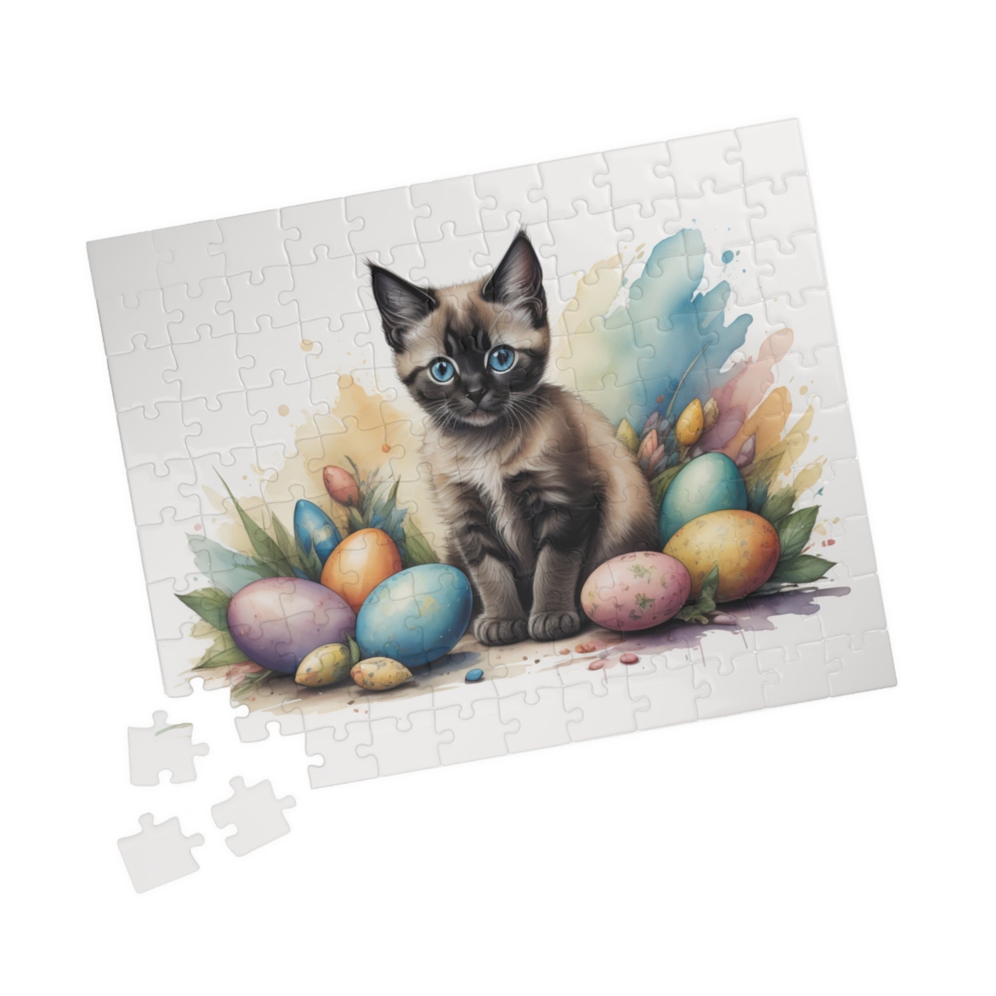 Siamese Easter Kitten Puzzle - Cat Lovers, Mental Health Benefits, Holiday Fun, Mindfulness, Stress Relief, Festive Gift