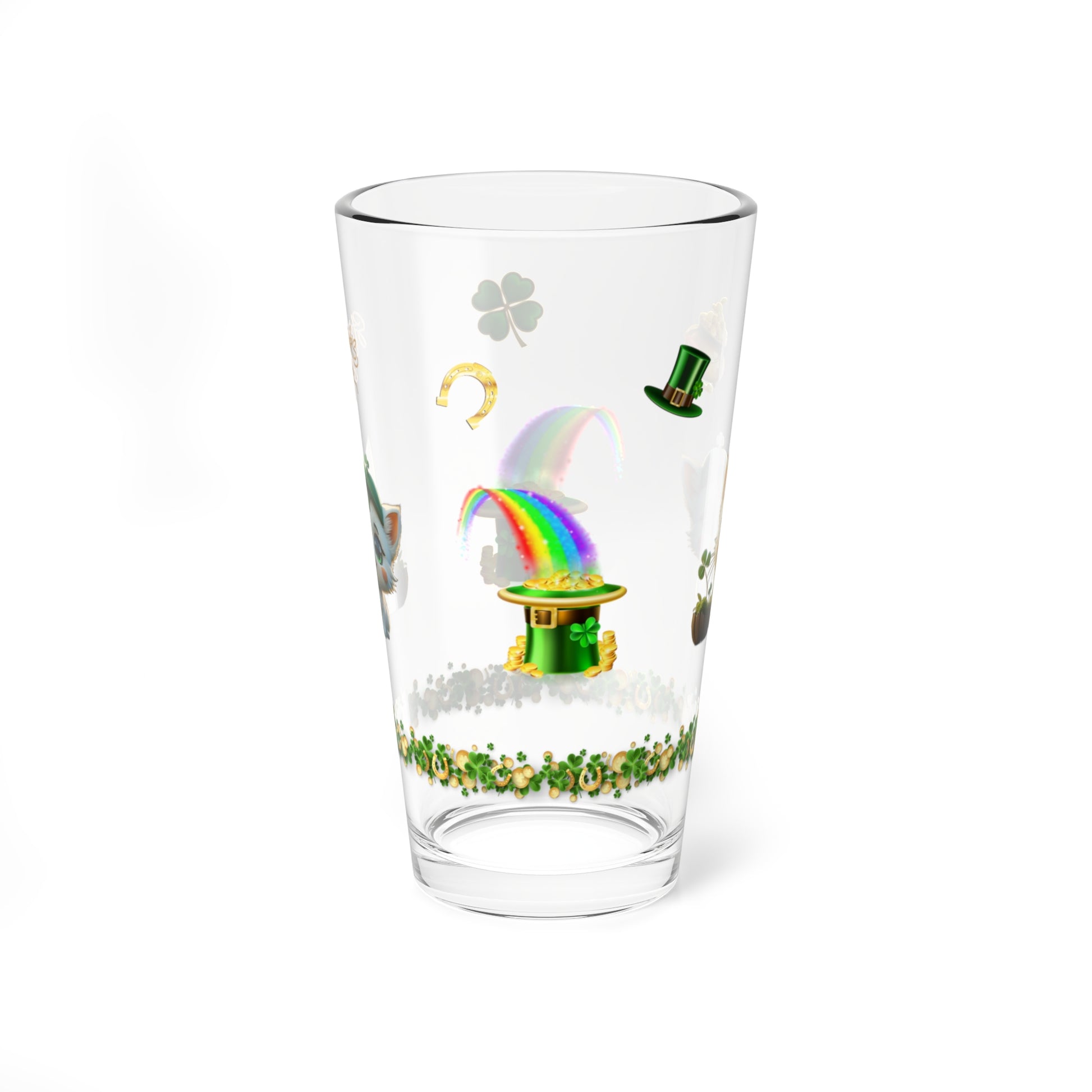 Clover Comfort Cat - St. Patrick's Day Pint Glass, 16oz