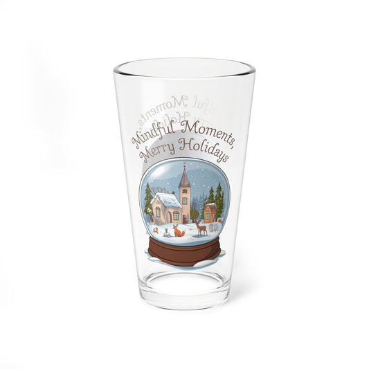 Mindful Moments, Merry Holidays, Christmas Pint Glass, 16oz