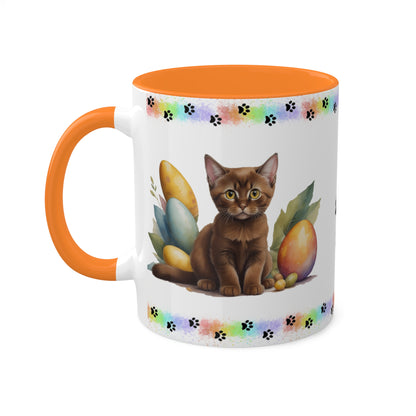 Burmese - Eggstra-Adorable Easter Kitten Two-Tone Coffee Mug, 11oz