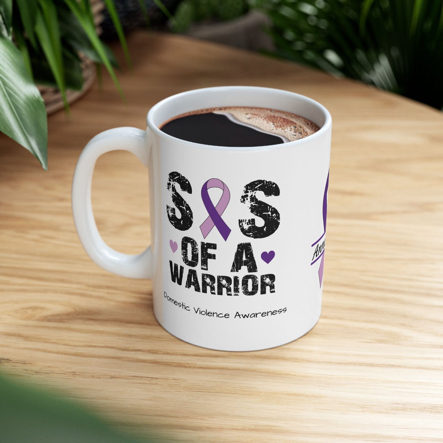 Sis of a Warrior - Personalized Domestic Violence Awareness Gift, Empowerment and Resilience Ceramic Mug, Support for Survivors