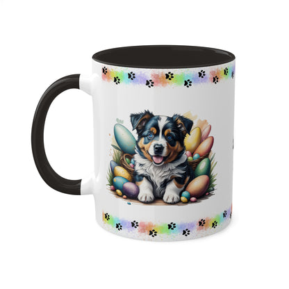 Australian Shepherd - Eggstra-Adorable Easter Puppy Two-Tone Coffee Mug, 11oz