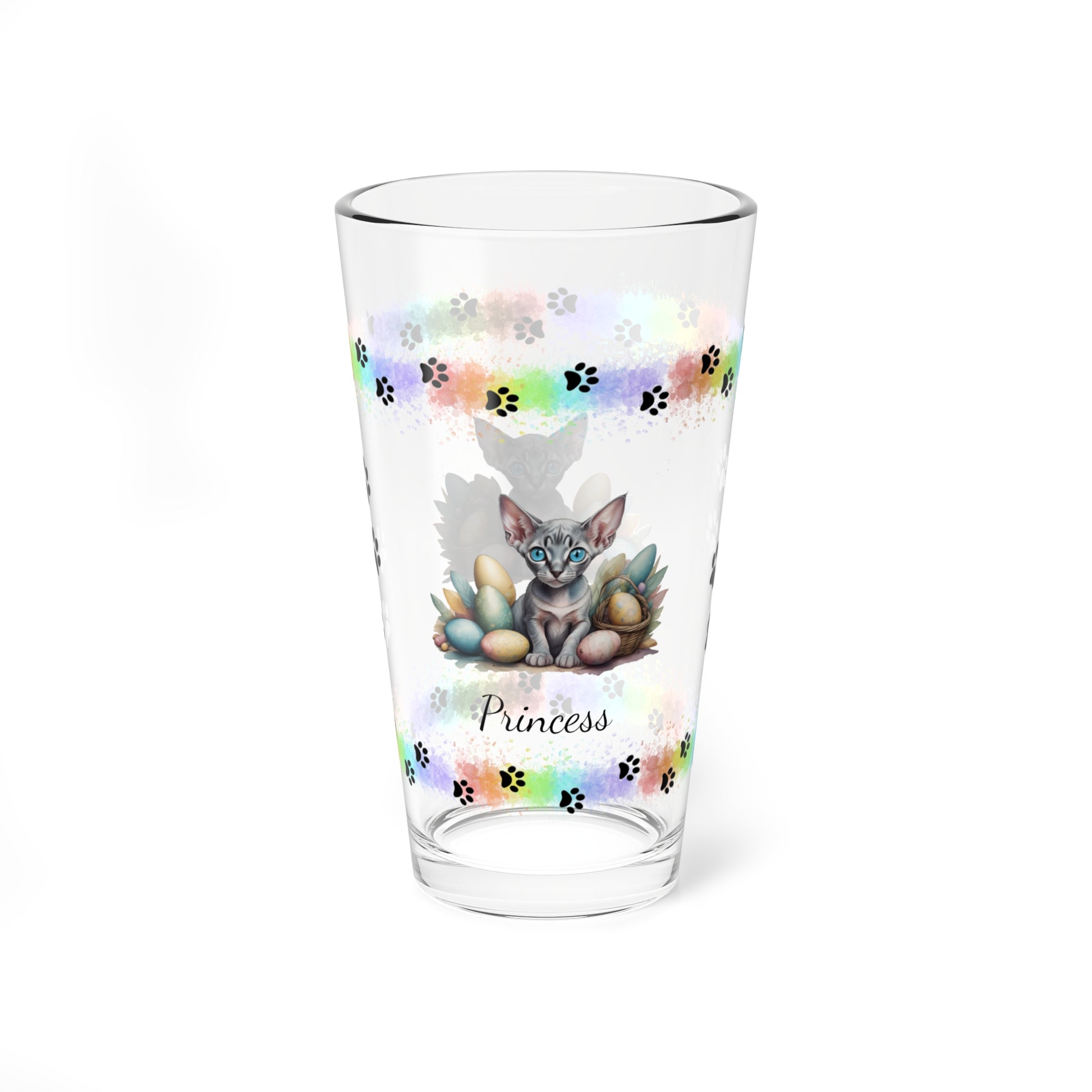 Sphynx Easter Kitten 16oz Pint Glass - Personalized Cat-Themed Gift, Mental Health Drinkware, Holiday Décor & Easter Celebration