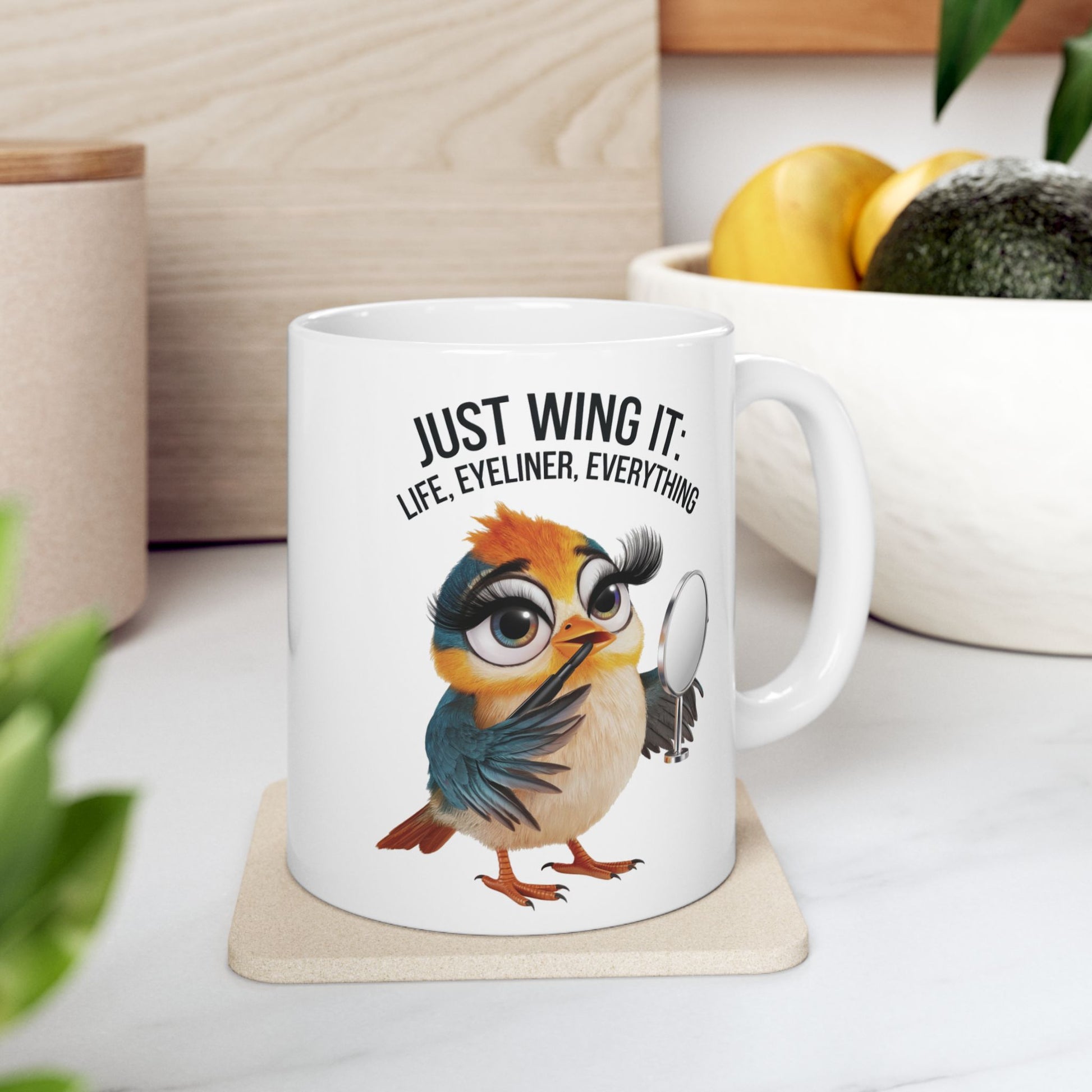 Just Wing It: Life, Eyeliner, Everything  - Ceramic Mug, (11oz, 15oz)