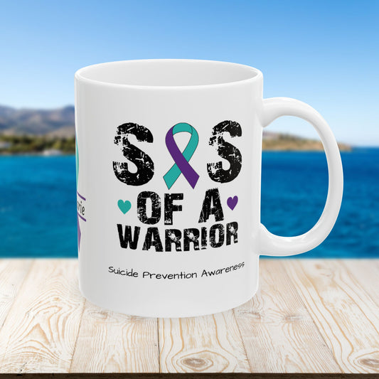 Sis of a Warrior - Personalized Suicide Prevention Awareness Gift, Empowerment and Resilience Ceramic Mug, Support for Survivors