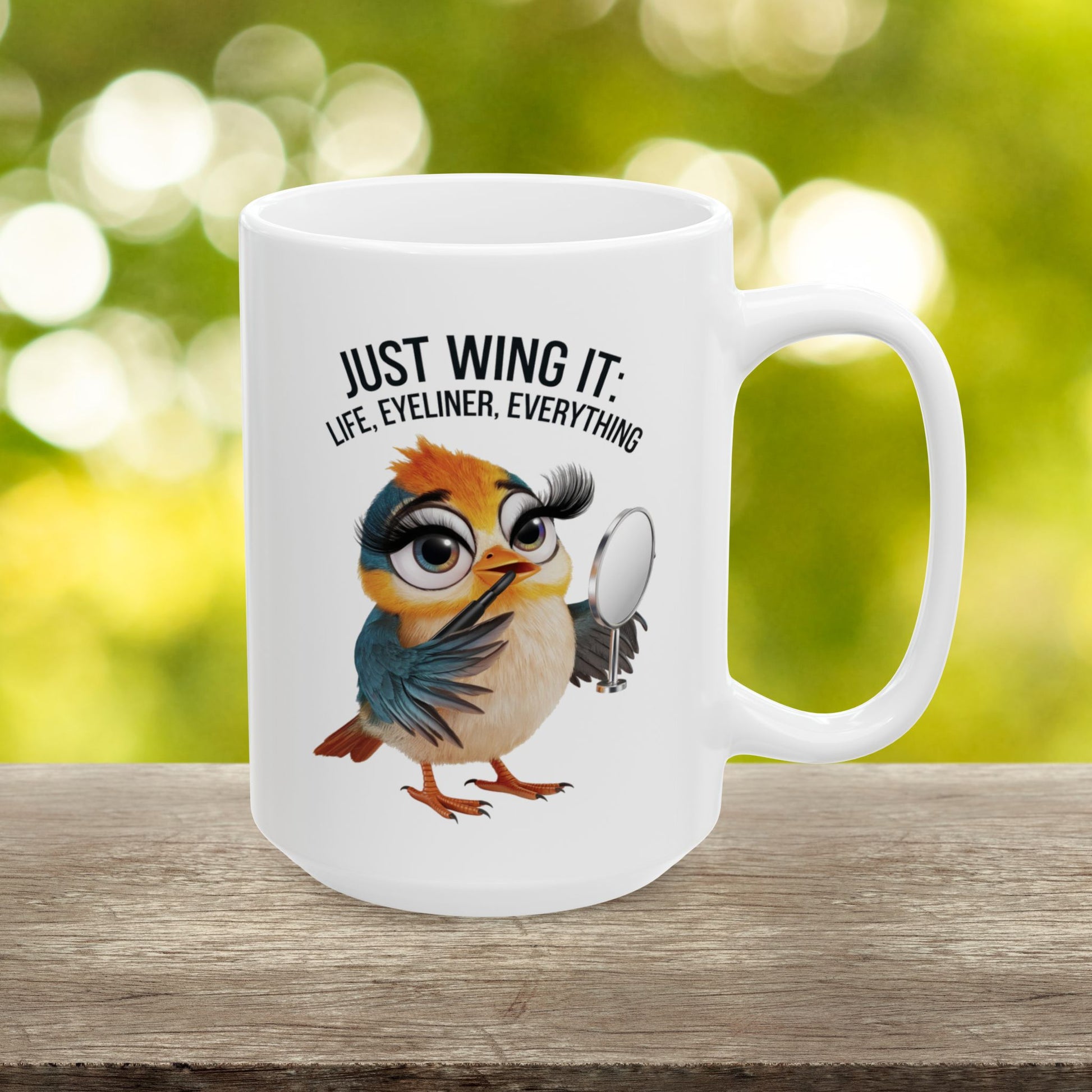 Just Wing It: Life, Eyeliner, Everything  - Ceramic Mug, (11oz, 15oz)