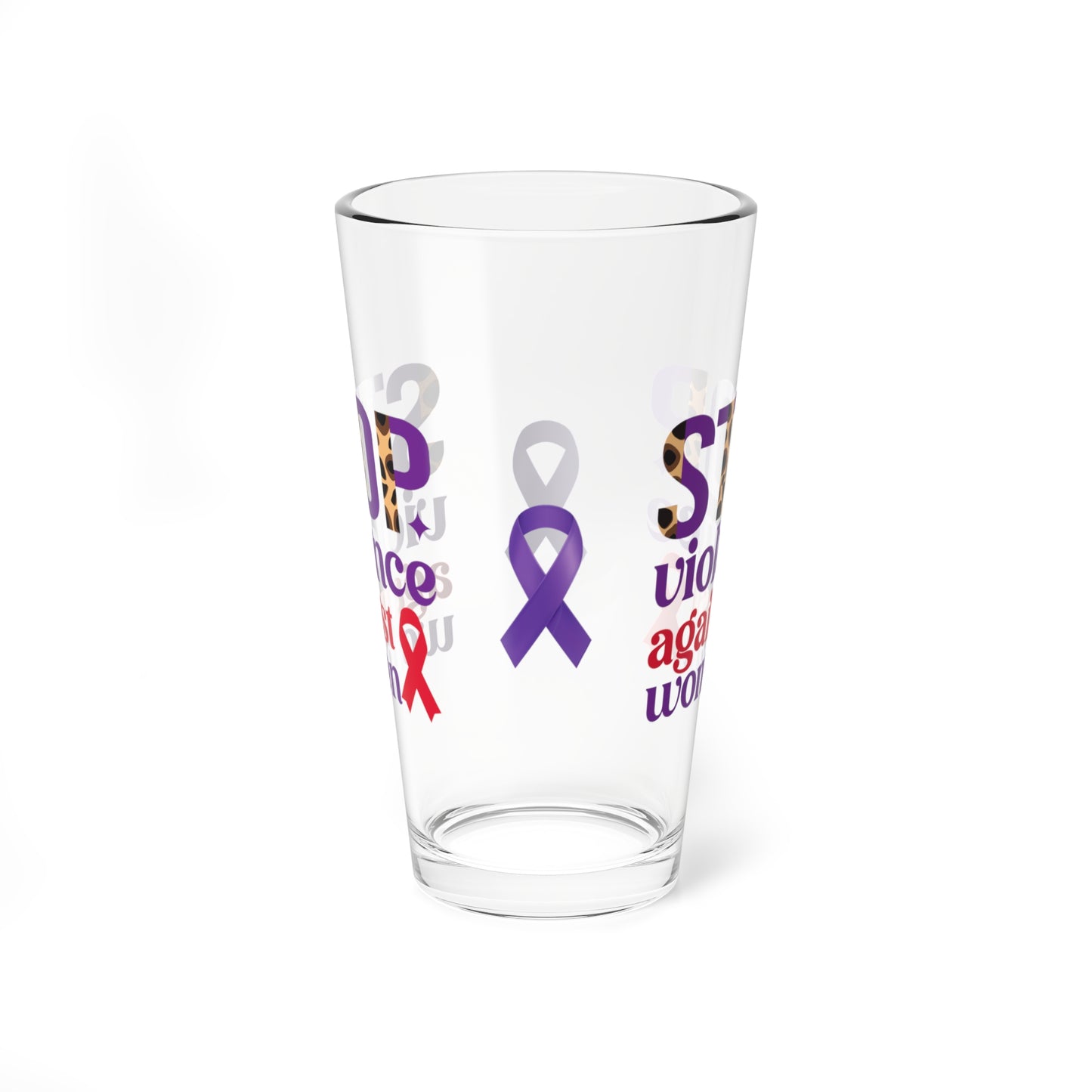 Stop Violence Against Women 16oz Pint Glass - Stop Abuse, Support Survivors, Break the Silence