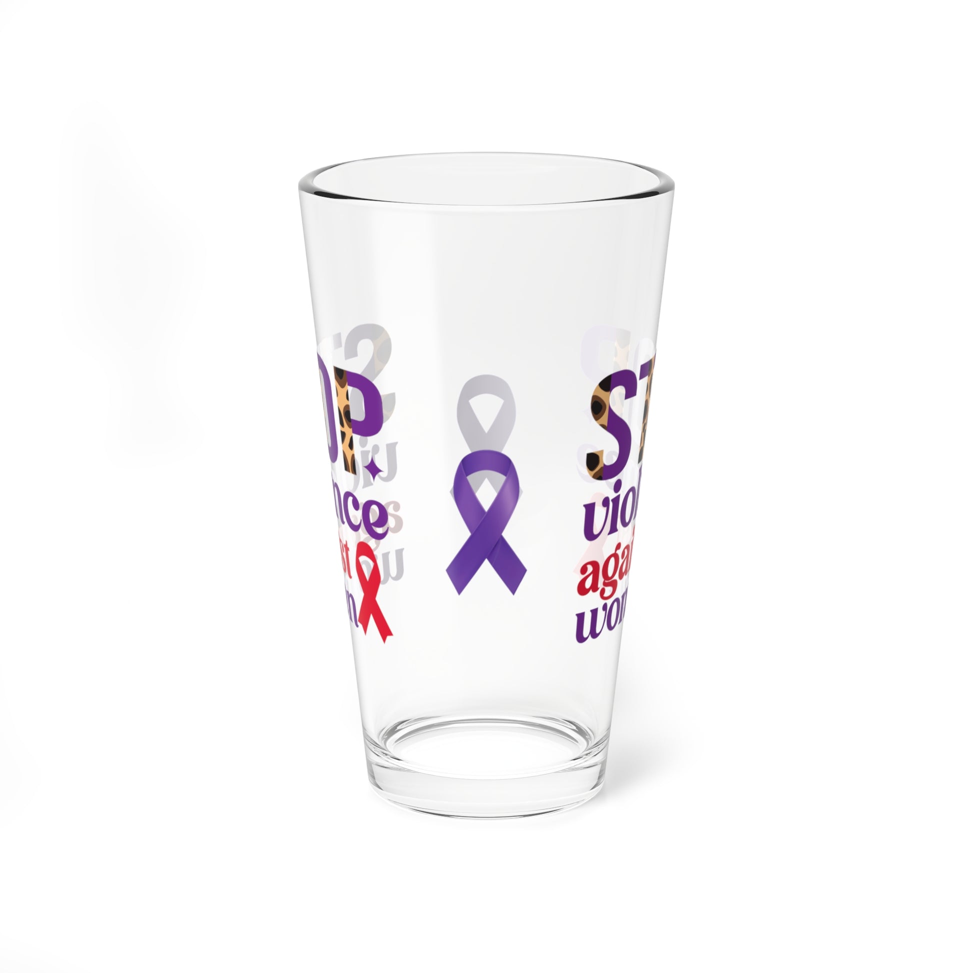 Stop Violence Against Women 16oz Pint Glass - Stop Abuse, Support Survivors, Break the Silence