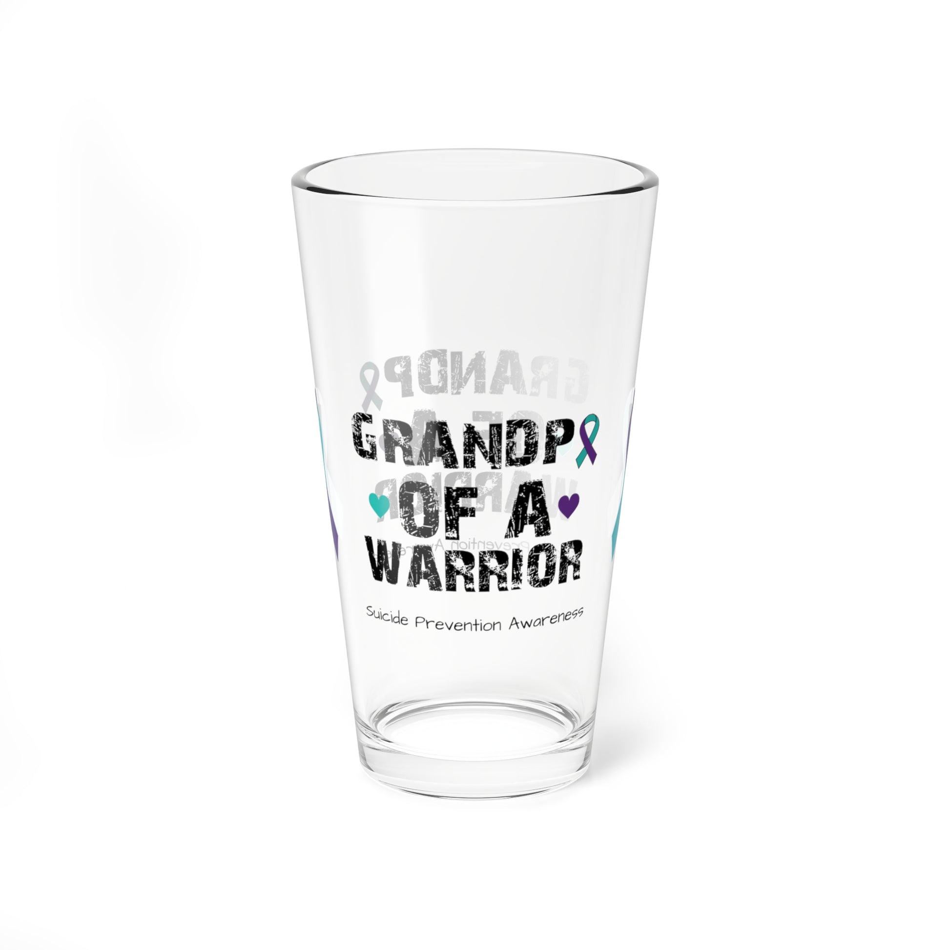 Grandpa of a Warrior - Suicide Prevention Awareness Warrior Pint Glass, 16oz