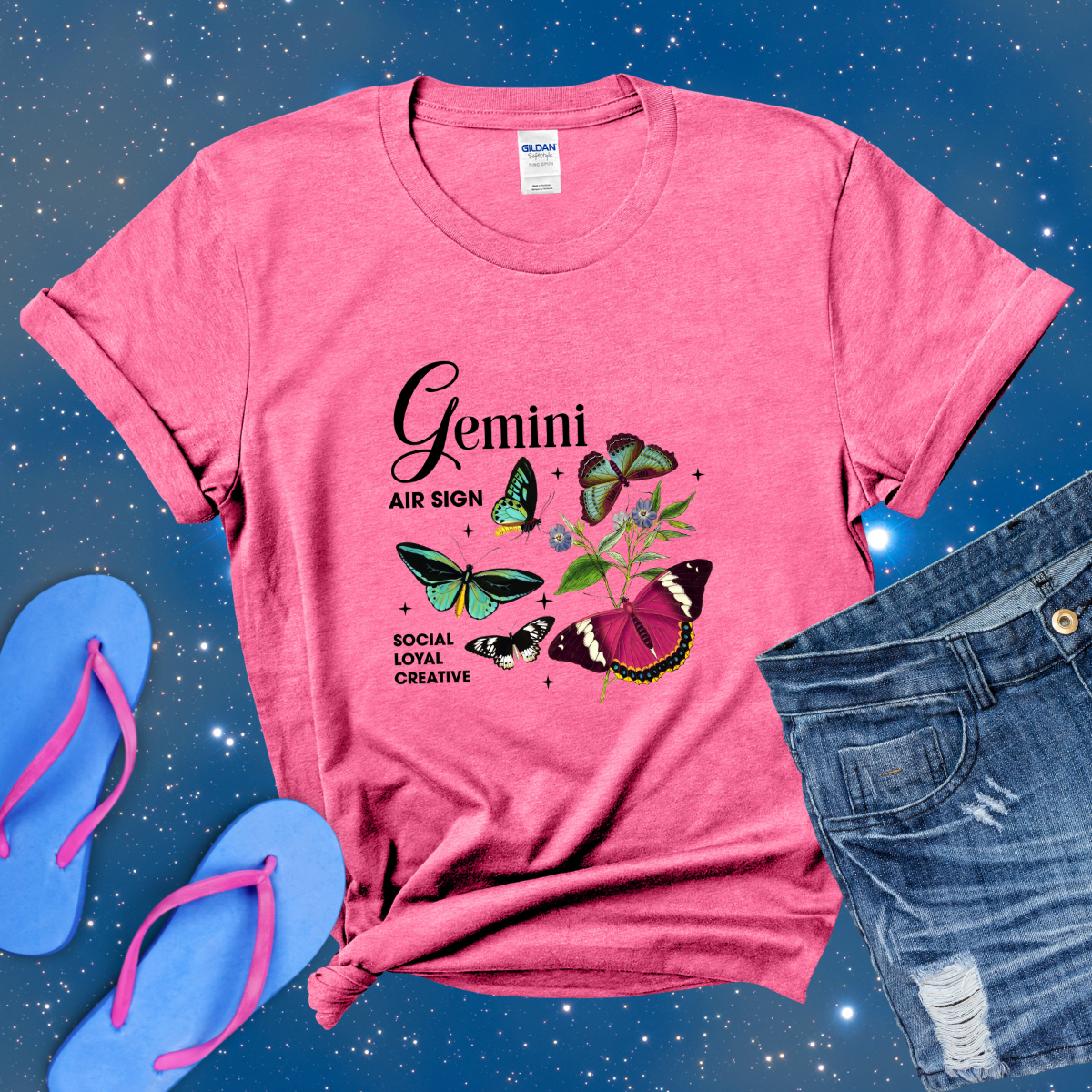 Gemini Butterfly Zodiac T-Shirt, Astrology Shirt for Gemini, Horoscope Gift, Gemini Birthday, Gemini Season Gift, Perfect Gift for Gemini, Zodiac Tee