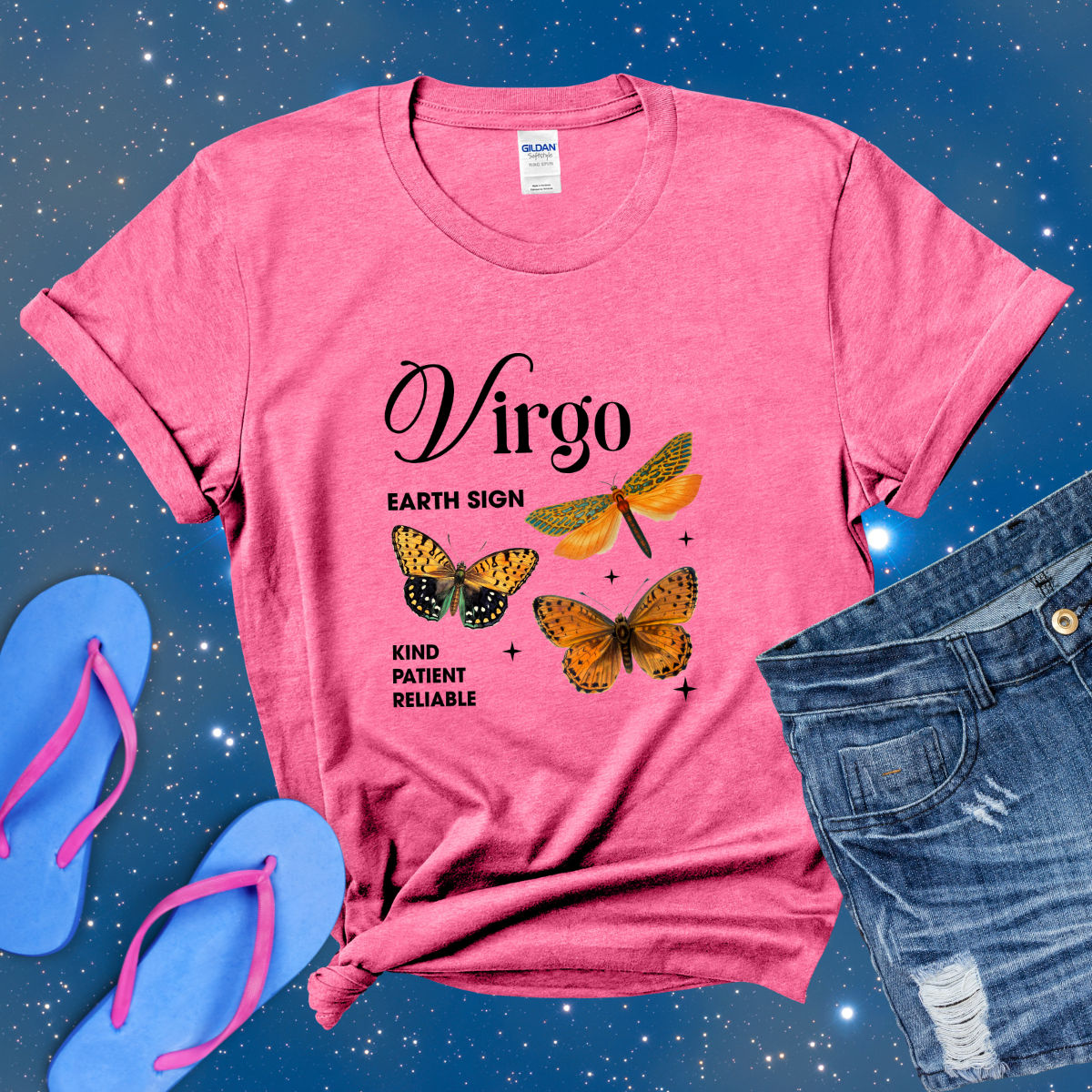 Virgo Butterfly Zodiac T-Shirt, Astrology Shirt for Virgo, Horoscope Gift, Virgo Birthday, Virgo Season Gift, Perfect Gift for Virgo, Zodiac Sign Tee