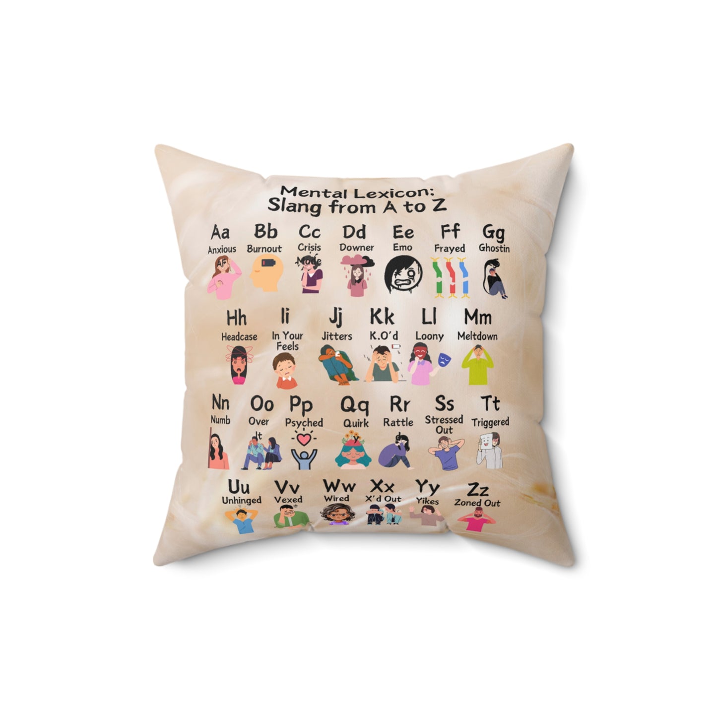 Mental Lexicon: Slang from A to Z Spun Polyester Square Pillow