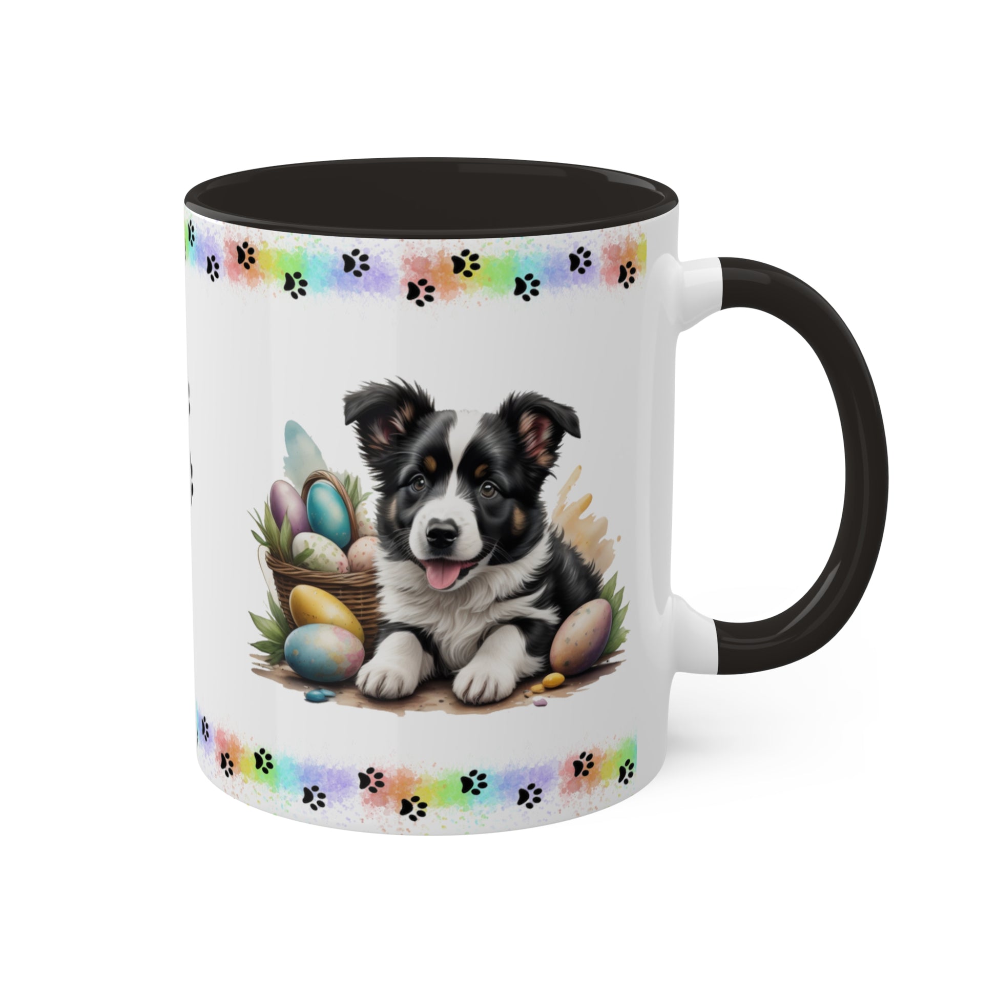 Border Collie - Eggstra-Adorable Easter Puppy Two-Tone Coffee Mug, 11oz