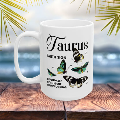 Taurus Personalized Zodiac Mug, Gift for Taurus, Horoscope Gift, Taurus Birthday, Butterfly Design, Astrology Taurus Mug, Taurus Zodiac Sign, Zodiac Gift