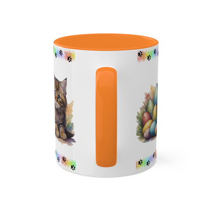 Siberian - Eggstra-Adorable Easter Kitten Two-Tone Coffee Mug, 11oz