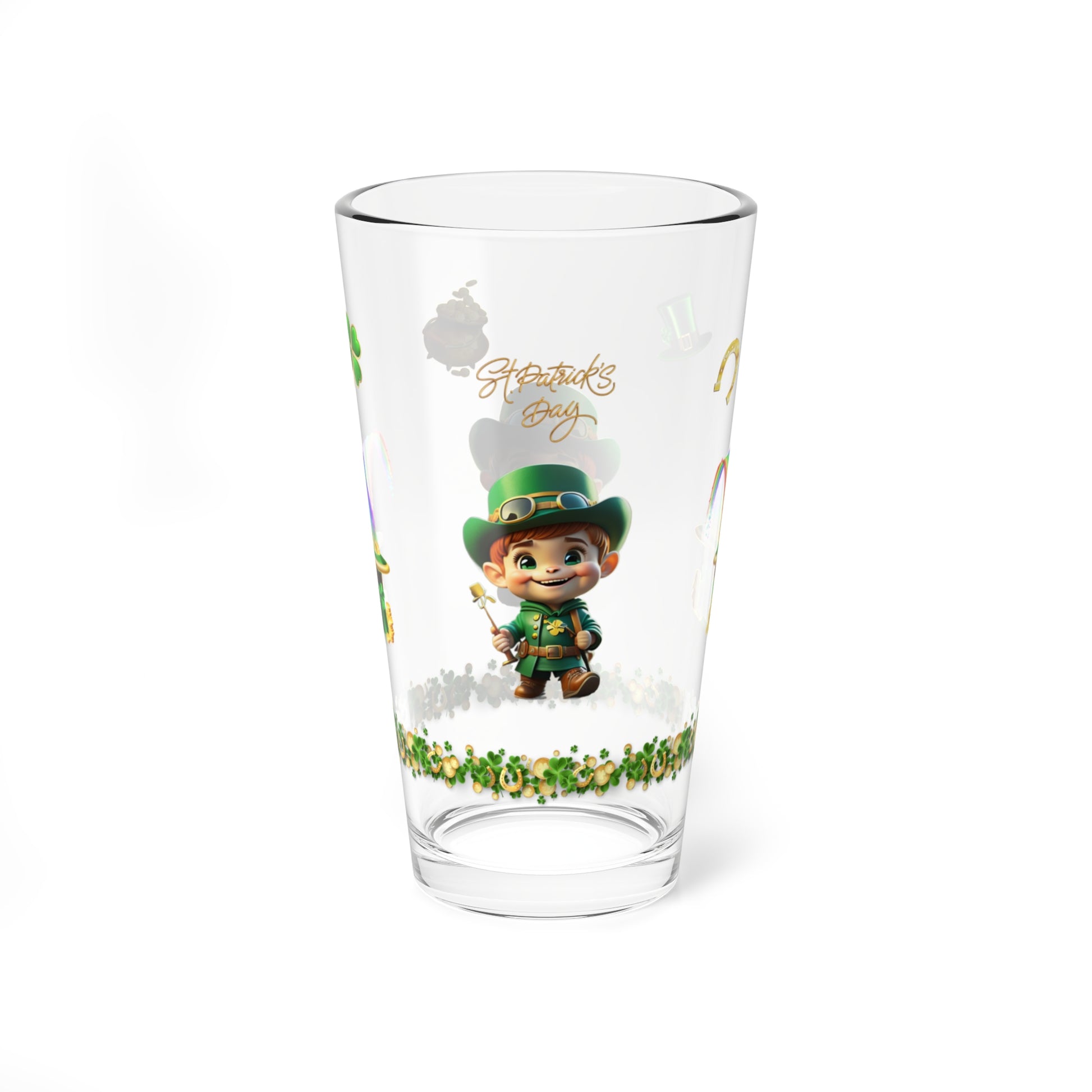 Mindful March Leprechaun - St. Patrick's Day Pint Glass, 16oz