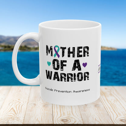 Mother of a Warrior - Personalized Suicide Prevention Awareness Gift, Empowerment and Resilience Ceramic Mug, Support for Survivors