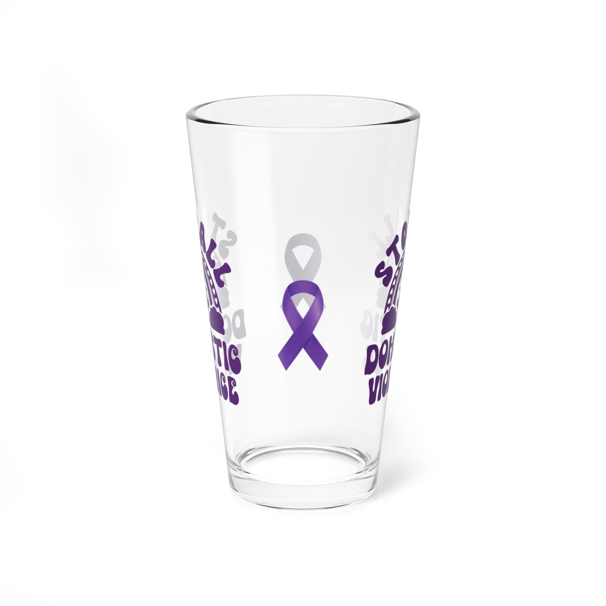 Stop All Domestic Violence 16oz Pint Glass - Stop Abuse, Support Survivors, Break the Silence