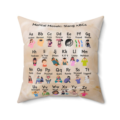 Mental Mosaic: Slang ABCs Spun Polyester Square Pillow