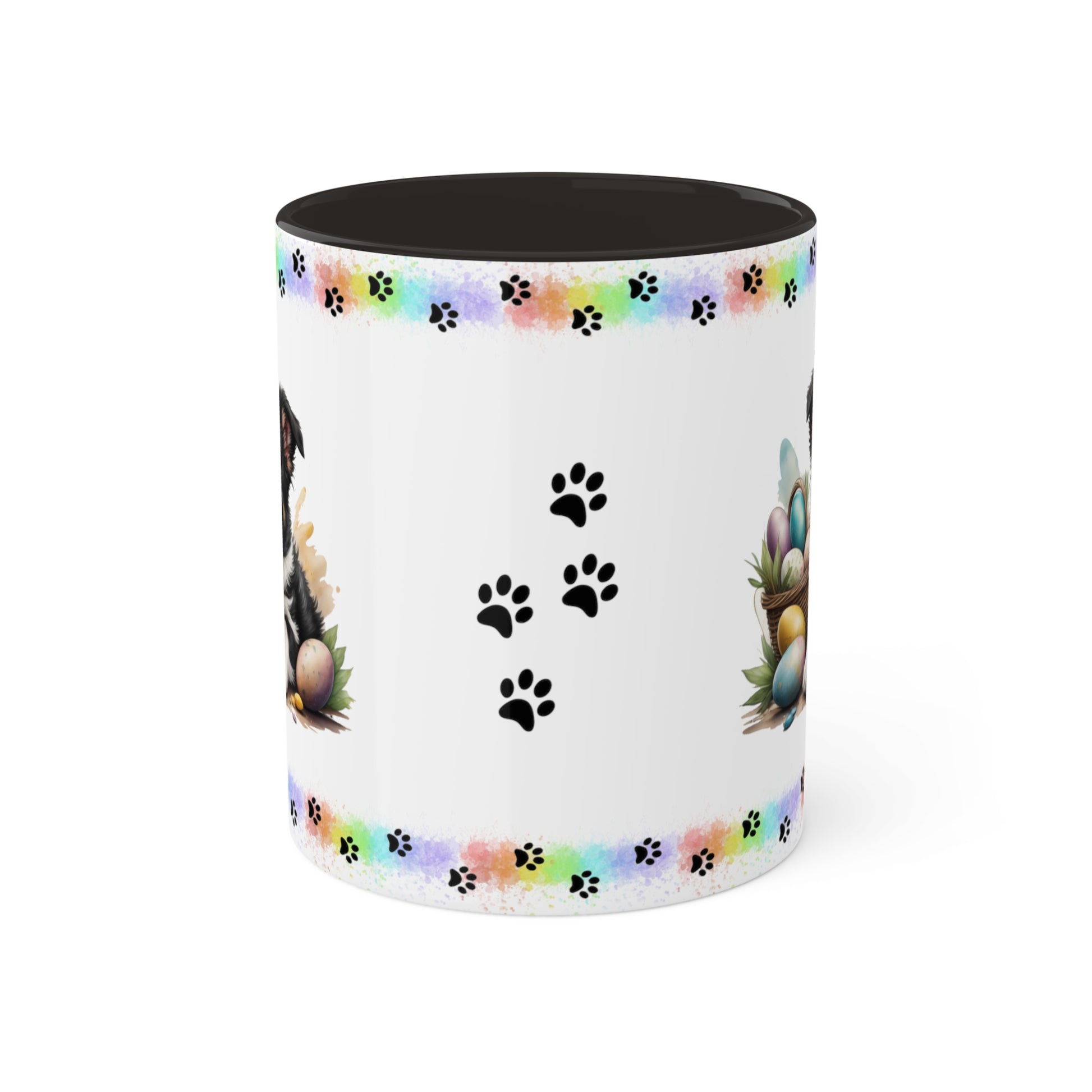 Border Collie - Eggstra-Adorable Easter Puppy Two-Tone Coffee Mug, 11oz