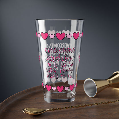 Overcoming Anxiety Is My Super Power What's Yours 16oz Pint Glass - Valentine's Day Self-Care Gift, Mindful Positivity Drinkware