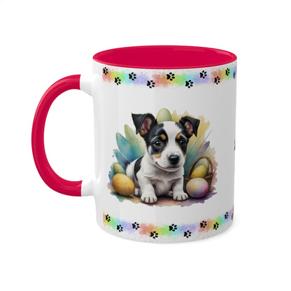 Jack Russel Terrier - Eggstra-Adorable Easter Puppy Two-Tone Coffee Mug, 11oz