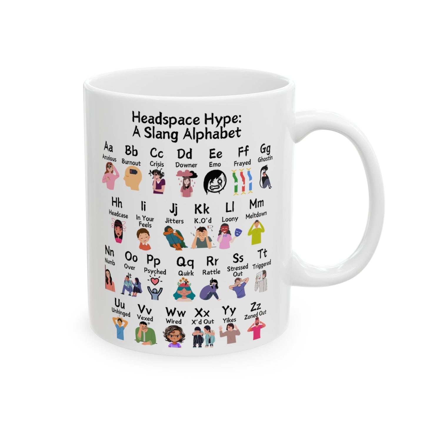 Headspace Hype: A Slang Alphabet Ceramic Mug, (11oz, 15oz)