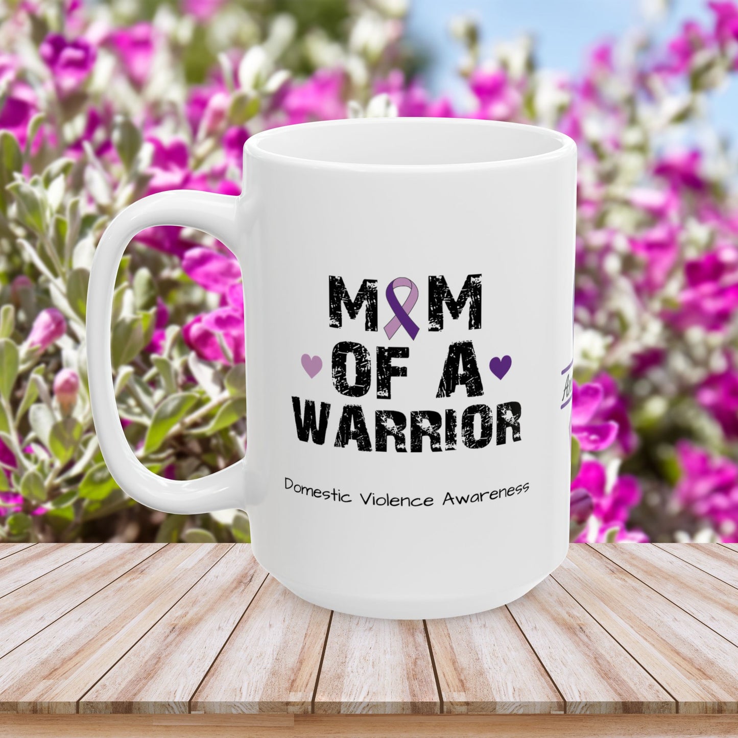 Mom of a Warrior - Personalized Domestic Violence Awareness Gift, Empowerment and Resilience Ceramic Mug, Support for Survivors