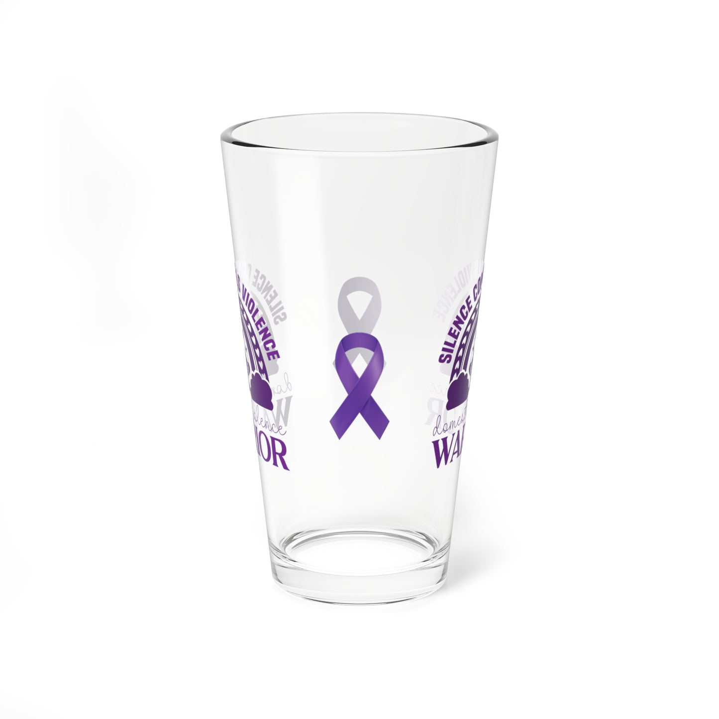 Silence Conceals Violence Domestic Violence Warrior 16oz Pint Glass - Stop Abuse, Support Survivors, Break the Silence