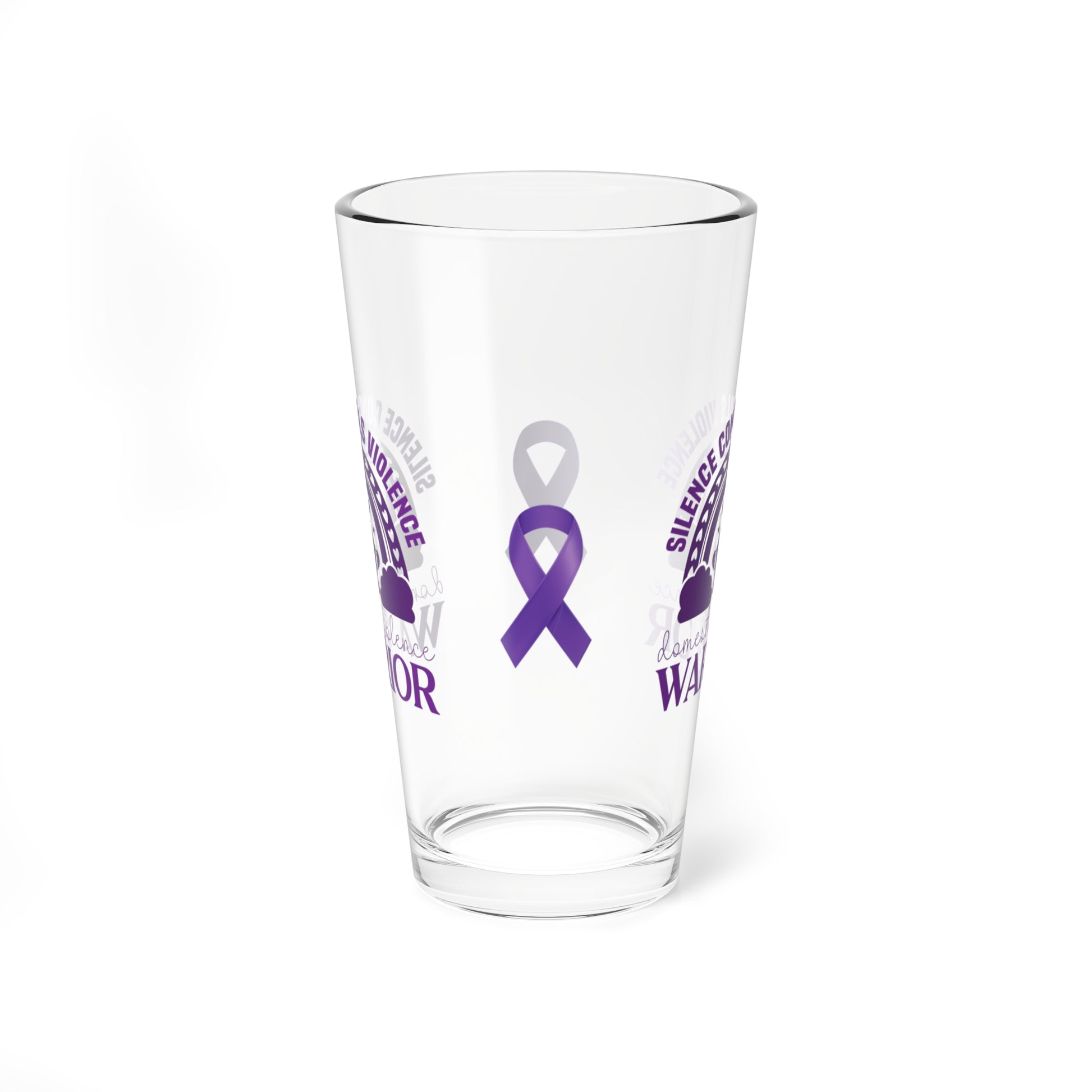 Silence Conceals Violence Domestic Violence Warrior 16oz Pint Glass - Stop Abuse, Support Survivors, Break the Silence