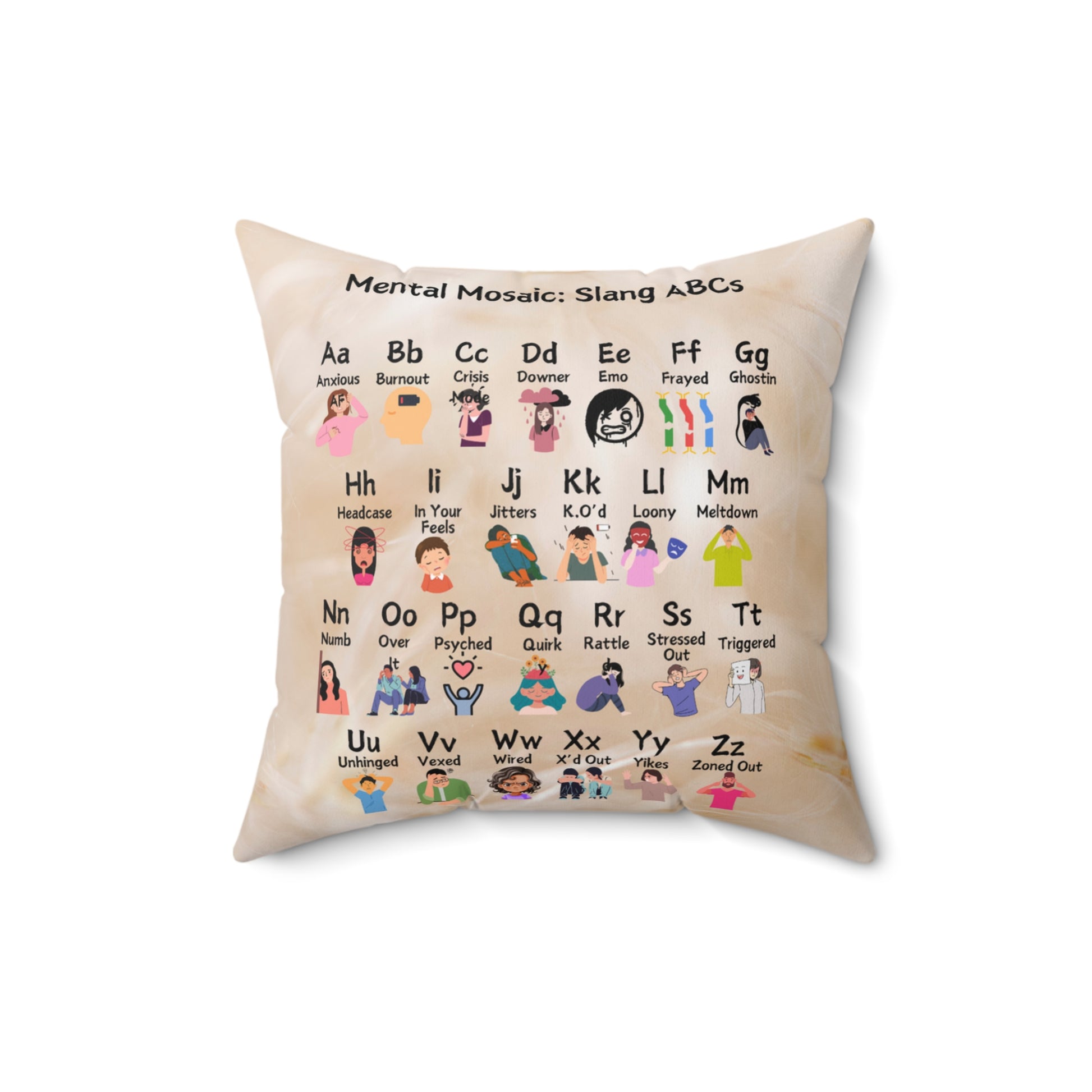 Mental Mosaic: Slang ABCs Spun Polyester Square Pillow