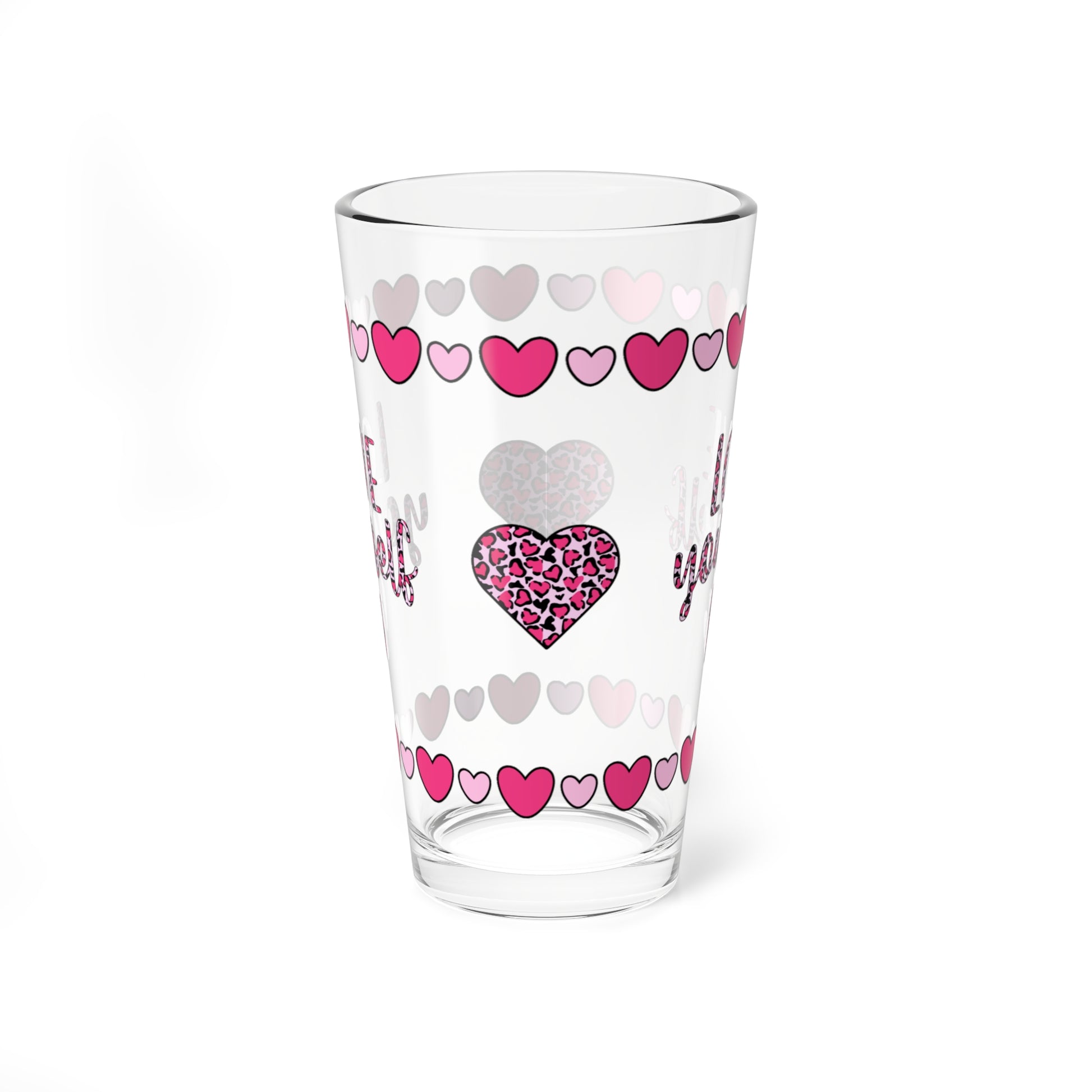 Love Yourself 16oz Pint Glass - Valentine's Day Self-Care Gift, Mindful Positivity Drinkware