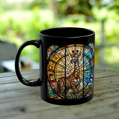 Giraffe Personalized Mug, Stained Glass Zoo Animal Design, Unique Ceramic Gift for Wildlife Lovers, Coffee, Tea, & Hot Chocolate Cup