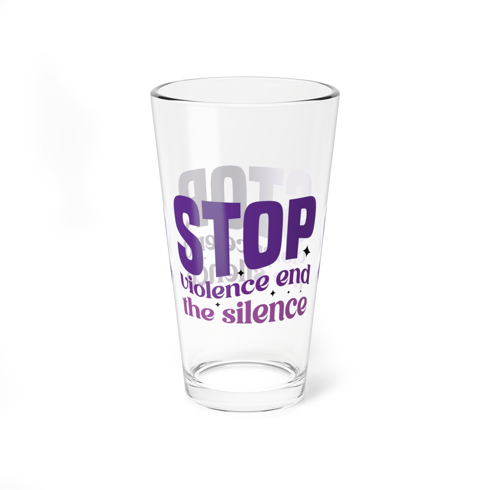 Stop Violence End The Silence 16oz Pint Glass - Stop Abuse, Support Survivors, Break the Silence