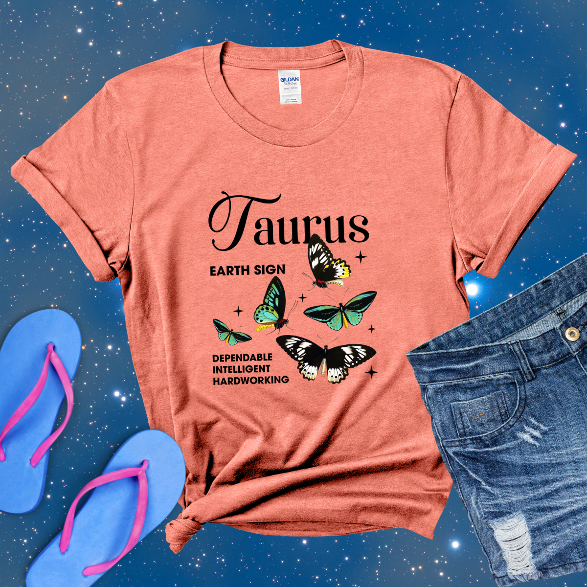 Taurus Butterfly Zodiac T-Shirt, Astrology Shirt for Taurus, Horoscope Gift, Taurus Birthday, Taurus Season Gift, Perfect Gift for Taurus, Zodiac Tee