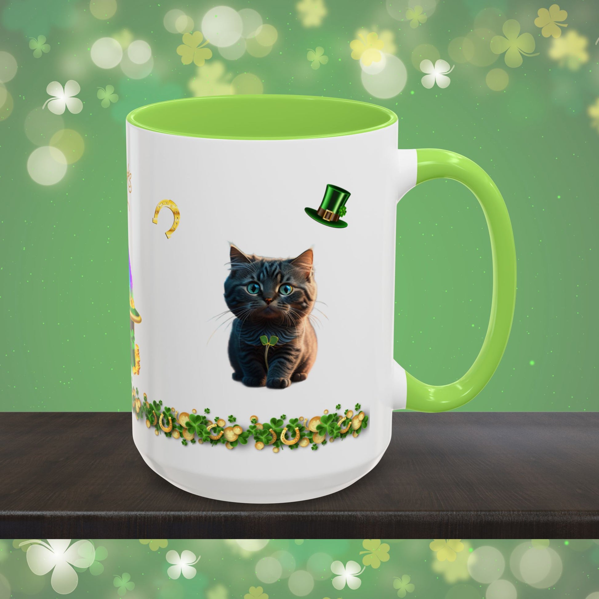 Lucky Labyrinth of Little Paws: St. Patrick's Day Two-Tone Coffee Mug - Festive Ceramic Mug for Positivity & Mindfulness