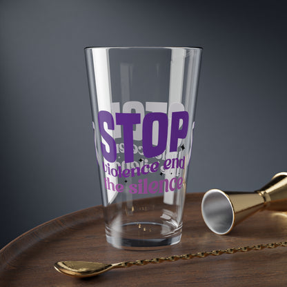 Stop Violence End The Silence 16oz Pint Glass - Stop Abuse, Support Survivors, Break the Silence