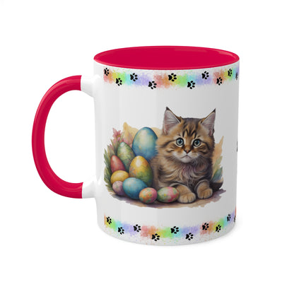 Siberian - Eggstra-Adorable Easter Kitten Two-Tone Coffee Mug, 11oz