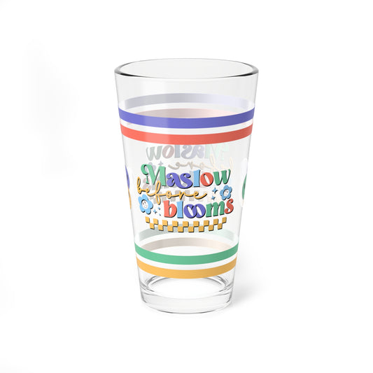 Maslow Before Blooms Retro Pint Glass - 16oz Mental Health Drinkware, Clear Glass for Beverages