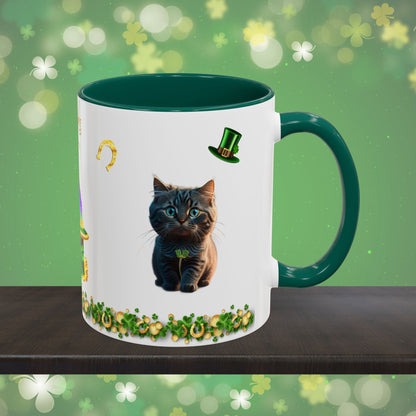 Lucky Labyrinth of Little Paws: St. Patrick's Day Two-Tone Coffee Mug - Festive Ceramic Mug for Positivity & Mindfulness